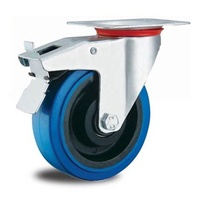 Roue en caoutchouc pleine pour chariot de courses avec roulement à billes et roulement à rouleaux, frein non inclus