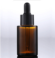 Flacon compte-gouttes en verre ambré dépoli transparent à épaule plate 20ml 30ml 50ml 100ml pour huiles essentielles et sérums, avec pipette, certifié GMP, sérigraphié