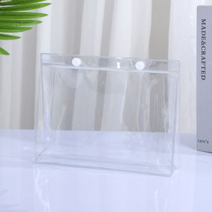 Thân Thiện Với Môi Vẻ Đẹp Ánh Sáng Màu Xanh Xem Thông Qua Nút PVC Túi Nhỏ Trong Suốt Màu Xanh PVC Bàn Chải Mỹ Phẩm Tổ Chức - Product Image 3