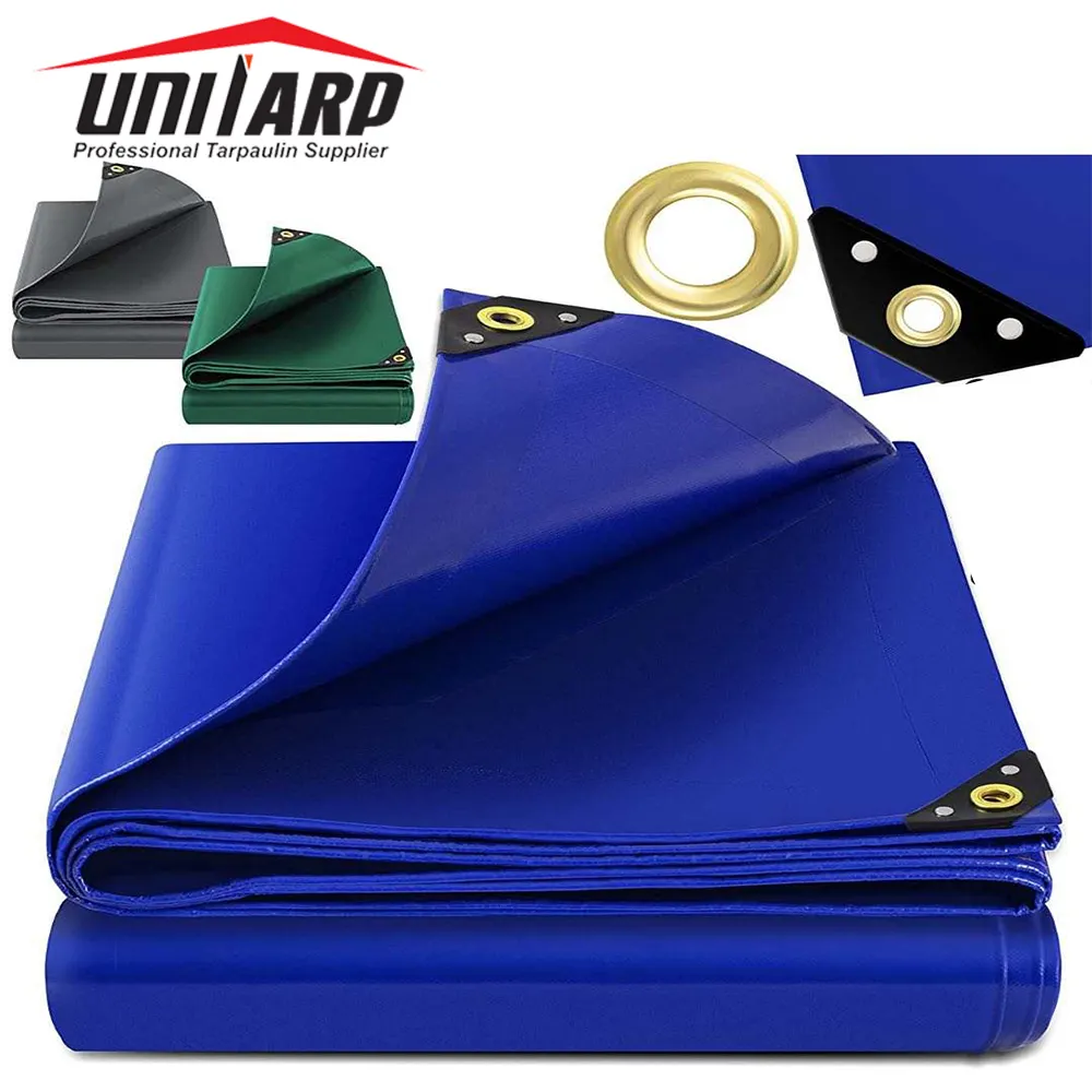 18oz Heavy Duty PVC Coated Tarp Cover Waterproof with Reinforced Edges and Aluminum Grommets