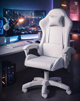 Chaise de jeu ergonomique réglable blanche avec dossier, design moderne et montage facile