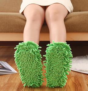 De algodón de invierno cálido suave verde fregona de limpieza zapatillas de microfibra flip flops - Product Image 3
