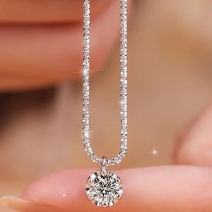 Cadena de clavícula de moissanita de color D S925 chapada en plata esterlina con brillo brillante de rodio para fiesta de boda - Product Image 2