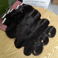 Extensions de ruban adhésif double dessiné Cheveux longs 10 "-30" Vague de corps indien brut Ruban de colle américain très collant dans les extensions 100 cheveux humains