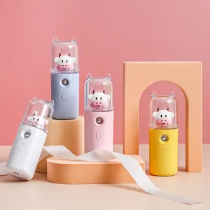 2022 New Rechargeable Cute Animal Facial Nano Portable Mini Face Steamer with LED