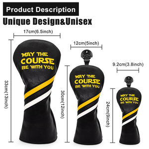 Housse de tête de club de golf personnalisée en cuir PU neuf avec bande élastique, motif lignes jaunes et blanches - Product Image 2