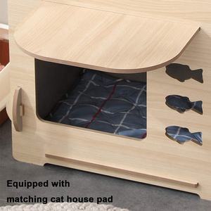 Amazon FAI DA TE Fornitore Della Cina di Legno Coperta Pet Letto Casa Condominio con il Rilievo per il Gatto e il Cane - Product Image 4