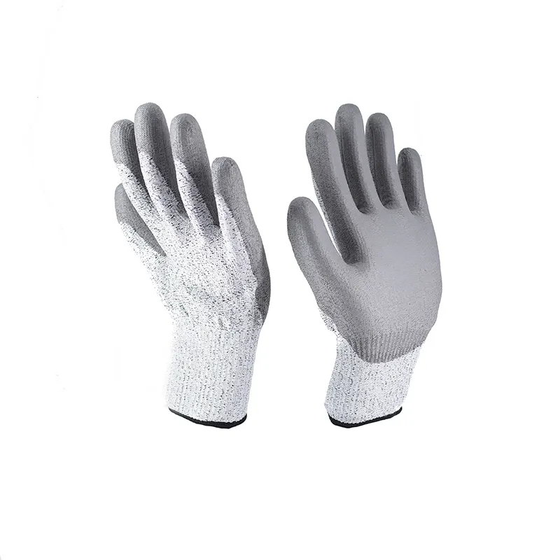 Factory Level C-F PU Finish Coated Gloves Anti Cut Coated Construction Work Safety Anti Cut Work Gloves