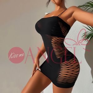 KISS ME ANGEL la meilleure mode noir grand trou tentation femmes mûres sexy babydoll robe <span class=keywords><strong>body</strong></span> collants sexy lingerie - Product Image 2