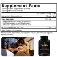 Capsules de poudre de racine de maca 2000 mg, complément d'extrait de racine de maca pour adultes, hommes et femmes, stimule l'énergie, 100% naturel, santé