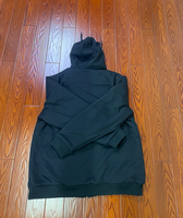 Veste décontractée en coton à capuche noire avec fermeture éclair et doublure en polaire, manches longues