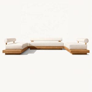 Sassanid al aire libre de teca Indonesia hecho <span class=keywords><strong>a</strong></span> mano Patio Muebles de Jardín <span class=keywords><strong>Bondi</strong></span> teca sólida Modular seccional en U con mesas laterales - Product Image 2