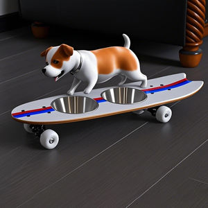 Tigela Dupla Personalizável <span class=keywords><strong>Pet</strong></span> Tigela Em Forma De Skate Novo Gato e Cachorro Alimentador De Aço Inoxidável <span class=keywords><strong>Pet</strong></span> Novo Estilo Tigela Dupla - Product Image 3