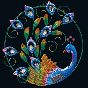 مقاوم للماء جدار جبل أدى المعادن الطاووس فن الديكور في الهواء الطلق حديقة الحلي مصباح الجدار الشمسية - Product Image 3