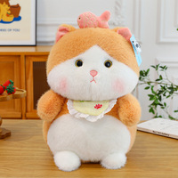 Peluche chat gourmand avec poisson, coussin, cadeau d'anniversaire pour filles et passionnés de chats