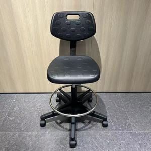 <span class=keywords><strong>Silla</strong></span> de trabajo de poliuretano PU negra con ruedas y base de nailon, taburetes para supermercado, cajero, tienda, escritorio de información, planta de taller - Product Image 2