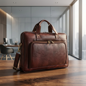 Genuine Leather Durable Eco-Friendly Waterproof Shockproof <b>Laptop</b> Messenger Bag-Modern Design Large Capacity Convertible - Product Image 1