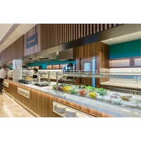 Buffet d'hôtel moderne Surface solide Restaurant Comptoir buffet libre-service Pizza Boutique Présentoir d'aliments Taille personnalisée