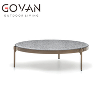 Table latérale en aluminium brossé, Design moderne de luxe, cadre en marbre, jardin, balcon, patio, offre spéciale