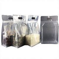 Sacs d'emballage pour riz à fond carré, en PE transparent, recyclables et réutilisables, avec fermeture éclair supérieure, impression hélio, marque personnalisée, pour poudre, conception usine