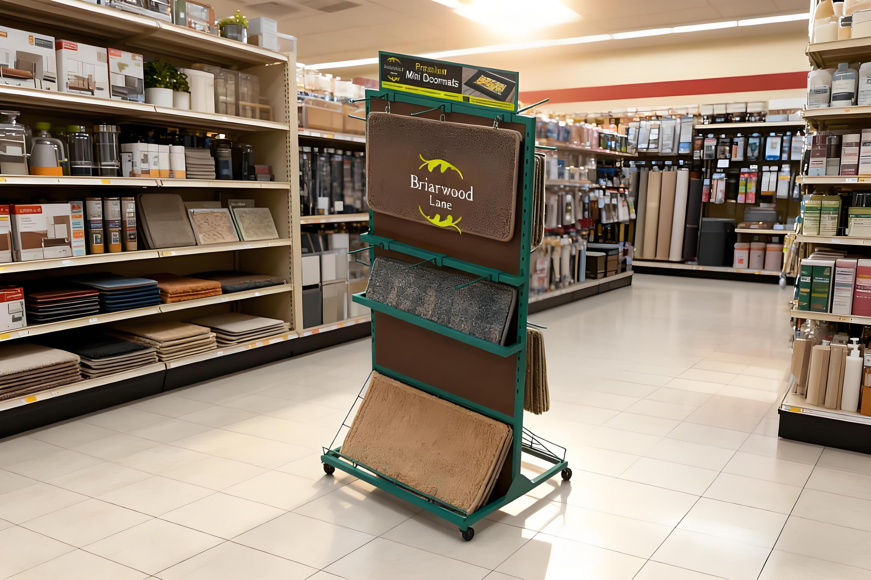 Apache Custom Metal Hook Double-Side Carpet Display Stand for Mat Retail Supermarket Shelves for Doormat — view 5