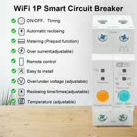 Compteur d'énergie intelligent Wi-Fi 1P 63A 230V 6kA certifié avec contrôle de tension et de courant à distance pour la surveillance de la consommation électrique