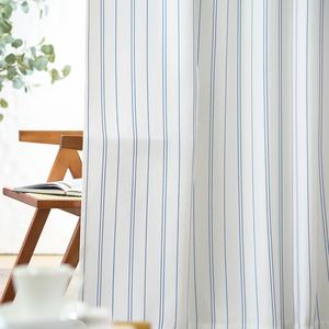 JINCHAN Sustainable Blue Striped <strong>Curtains</strong> Faux Linen Look <strong>Ticking</strong> <strong>Stripe</strong> Light Filtering Window Drapes - Product Image 3