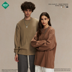 คอลเลคชั่นฤดูใบไม้ร่วงฤดูหนาว2025เสื้อยืดแขนยาวผู้ชายแฟชั่นอเมริกันระบายอากาศได้330g สไตล์ลำลองทรงหลวม - Product Image 6