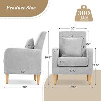Échantillon Gratuit - Fauteuil Ottoman Moderne Grand Format - Chaise d'Appoint, Canapé de Salon, Fauteuil de Lecture pour Chambre à Coucher