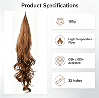 Extension de queue de cheval flexible de 32 pouces, 100g, à enrouler, en fibre haute température, longue, ondulée, bouclée, postiche synthétique