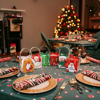 Boîtes en papier pour emballages cadeaux de Noël avec poignée et rubans, boîtes à bonbons pour les fêtes de Noël, fournitures pour les fêtes de fin d'année