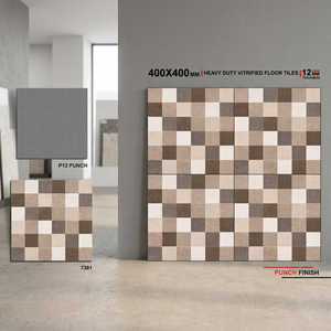 Export Quality 9mm Thickness Embossed Design Punch Rustic <b>Matte</b> Non-Slip Porcelain Digital Parking <b>Floor</b> Tiles 40x40cm 400x400mm - Product Image 1