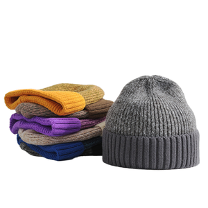 Bonnet unisexe gris vintage en tricot thermique chaud avec revers, 100 % coton, broderie 3D et impression numérique - Product Image 1