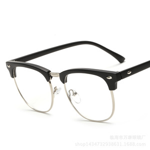 Vintage <b>Eyeglasses</b> Metal Half <b>Frame</b> Pc Clear Lens Unisex Fashion Glasses 2021 - Product Image 3