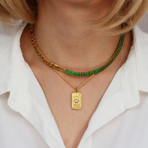 Collana con ciondolo tarocchi in stile 3D in acciaio inossidabile impermeabile Non appannato gioielli collana con mazzo di carte dei tarocchi quadrati in oro - Product Image 6