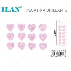 ILAN Adesivi Decorativi a Forma di Cuore con Strass Scintillanti 32cm Rosa - Product Image 3