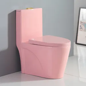 Kamar Mandi Sanitary Ware Lantai Dipasang China Exotic Warna Pink One Piece Toilet