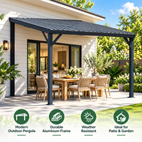 Pergola murale en aluminium avec toit rigide en métal, abri de patio incliné pour jardin