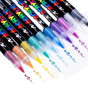 12 unids/set nueva llegada 12 colores papelería escolar Punta de pincel suave rotulador de pintura acrílica marcadores de tiza al por mayor - Product Image 1
