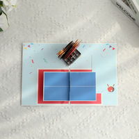 Carte de vœux pliante rectangulaire créative en papier, artisanat promotionnel, cadeau 3D pop-up, balle de ping-pong émulée, anniversaire