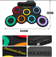 Batterie électronique de jazz portable de bureau, pliable, en silicone et ABS, colorée, avec double haut-parleur, modèle FDK-313, OEM/ODM