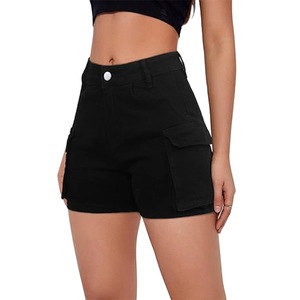 Pantalones cortos de mezclilla para mujer Ropa de verano para mujer Pantalones cortos de mezclilla de cintura alta Pantalones vaqueros rasgados deshilachados con flecos para mujer Pantalones cortos calientes con bolsillos - Product Image 3