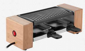 Mini barbecue électrique d'intérieur en bambou, plaque de cuisson sans fumée, revêtement antiadhésif PTFE, pour <span class=keywords><strong>2</strong></span> <span class=keywords><strong>personnes</strong></span>, usage domestique et commercial, Gourtmex <span class=keywords><strong>Raclette</strong></span> - Product Image 2