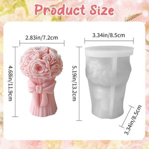 3D Grande Décoration Romantique Fait Main Grande Taille DIY Rose Sphère Savon Moule DIY Fleur Forme Silicone Bougie Moule - Product Image 2