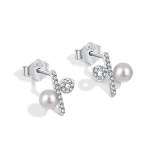 Dylam Personalized Design Trendy S925 <b>Silver</b> Symbol Fresh Water Peal 5A Diamond Zircon Stud <b>Earrings</b> - Product Image 1