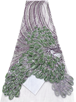 Tissu en dentelle de tulle perlé 3D floral de luxe NI.AI avec perles et paillettes, maille de haute qualité pour robes de mariée nigérianes et Asoebi