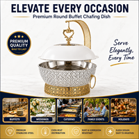 Chafing Dish Buffet-Set Kommerzielles Luxus-Rund-Gold-Edelstahl-Speisenwärmer-Set mit Hängedeckel für Hotel, Hochzeit, Catering