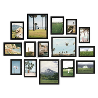 Bingkai foto kayu kolase dekorasi dinding Set bingkai galeri 3pcs 8x10 6pcs 5x7 6pcs 4x6 hitam pemasangan dinding bingkai foto kayu