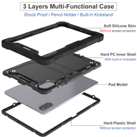 Étui de protection robuste pour tablette Honor Pad X9a 11,5 pouces, ultra-résistant aux chocs, 3 couches, avec béquille intégrée