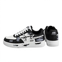 Baskets plateforme pour hommes en cuir PU, motif Graffiti Star Lightning, rehaussantes, décontractées, athlétiques, confortables et respirantes